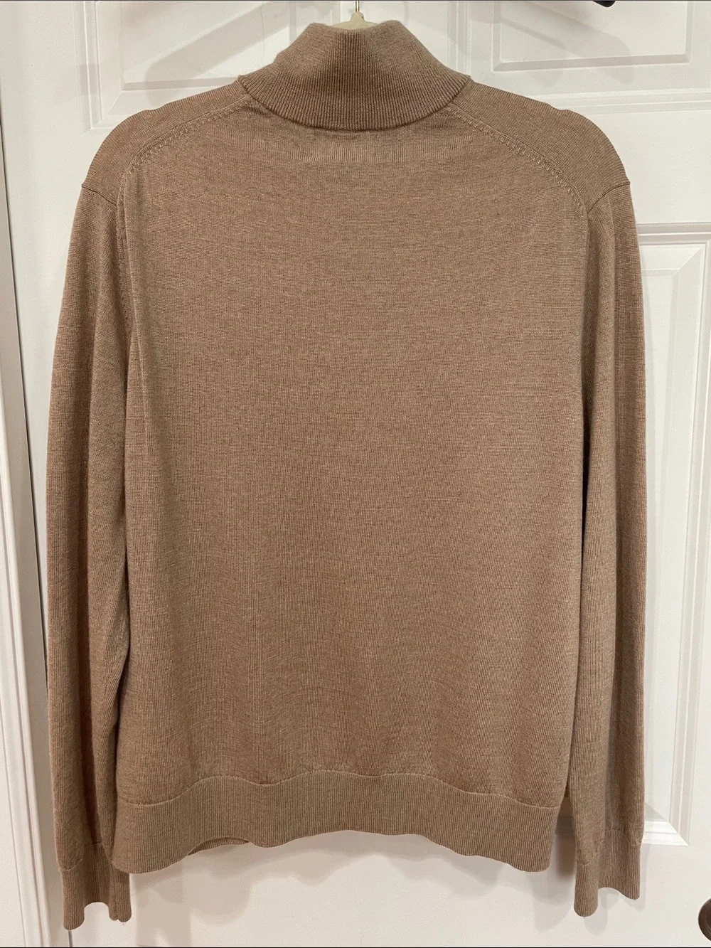 Banana Republic Men’s Merino Wool Sweater Size XL Tan Mock Neck Quarter Zip